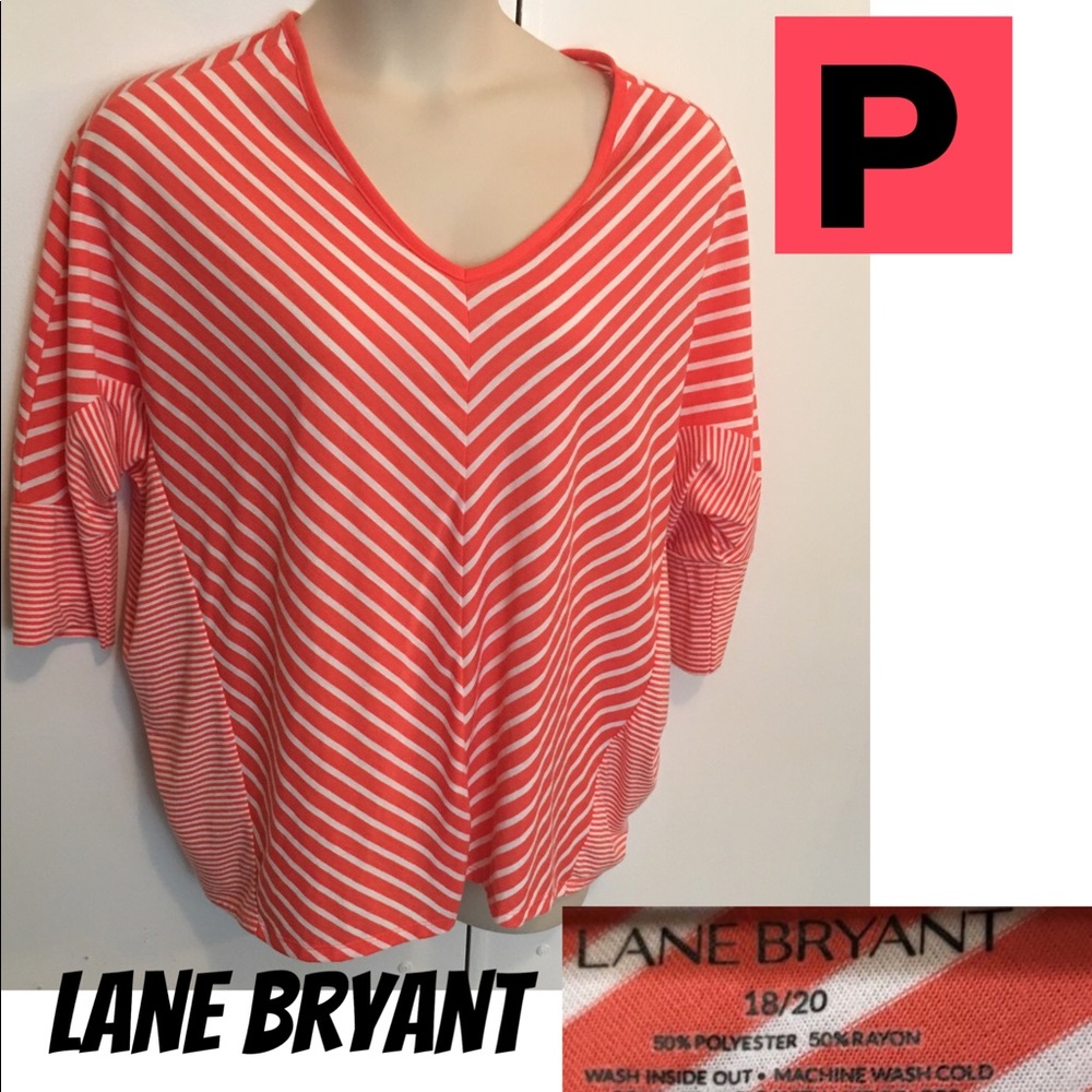 Lane Bryant Coral/White dolman sleeve Top  sz: 18-20